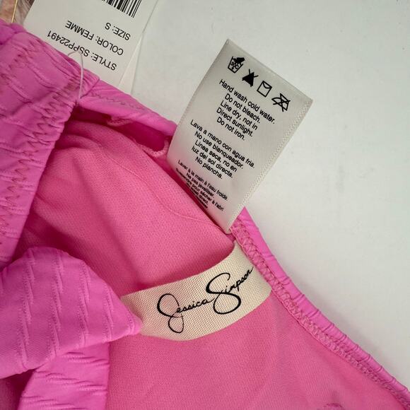 Jessica Simpson Tankini Top Size Small NWT Pretty in Pique Cross Back Pink Swim - Picture 10 of 16